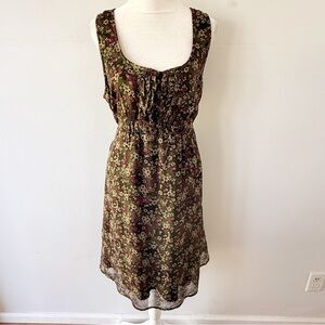 Vintage Converse Women Y2K Ditsy Floral Ruffle Sheer Dress Woodland Fairy Grunge
